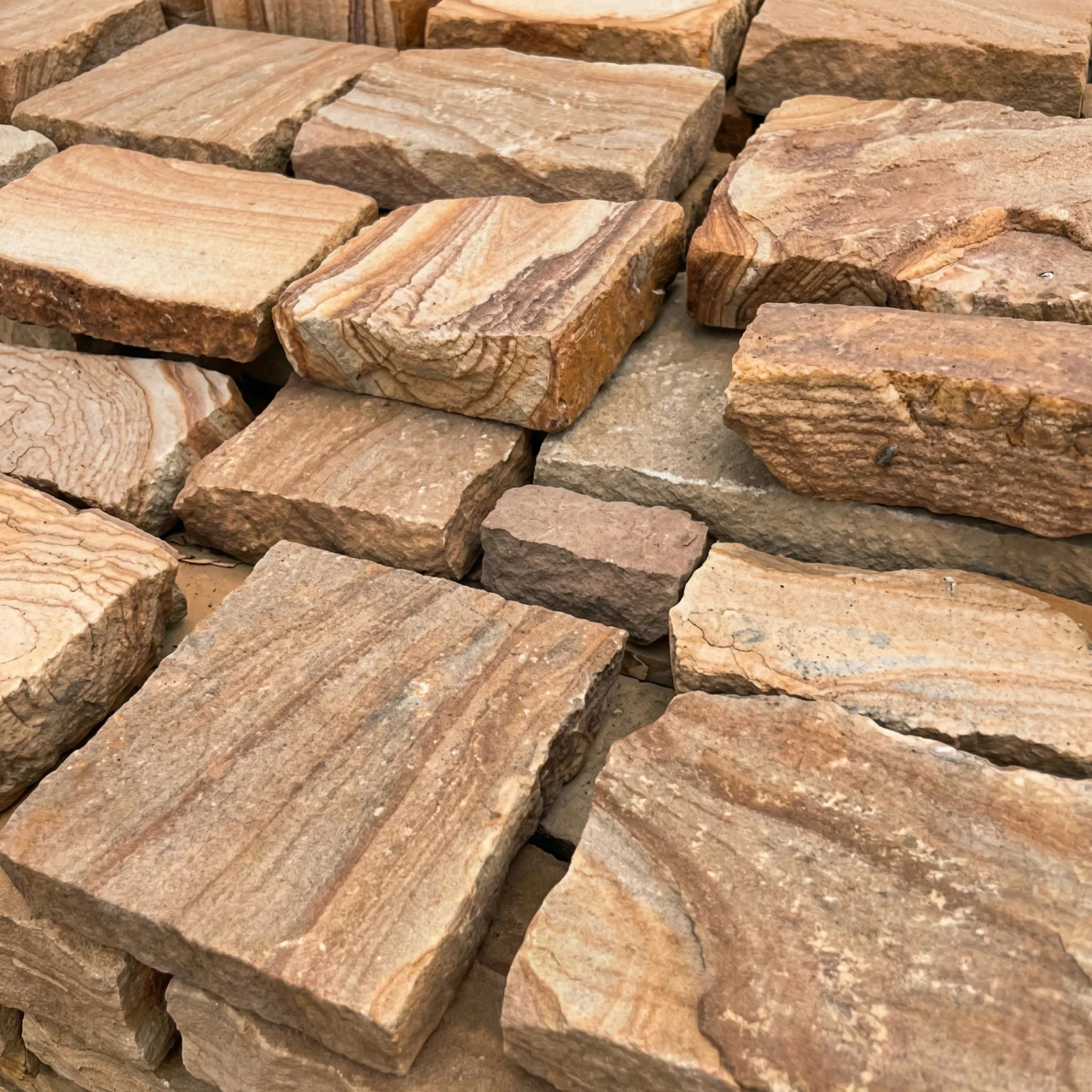 023_КАМЕНЬ РУБЛЕННЫЙ ЖЕЛТЫЙ С РАЗВОДАМИ (РИМСКАЯ КЛАДКА) Камень рубленный желтый с разводами (Римская кладка) — изображение 1